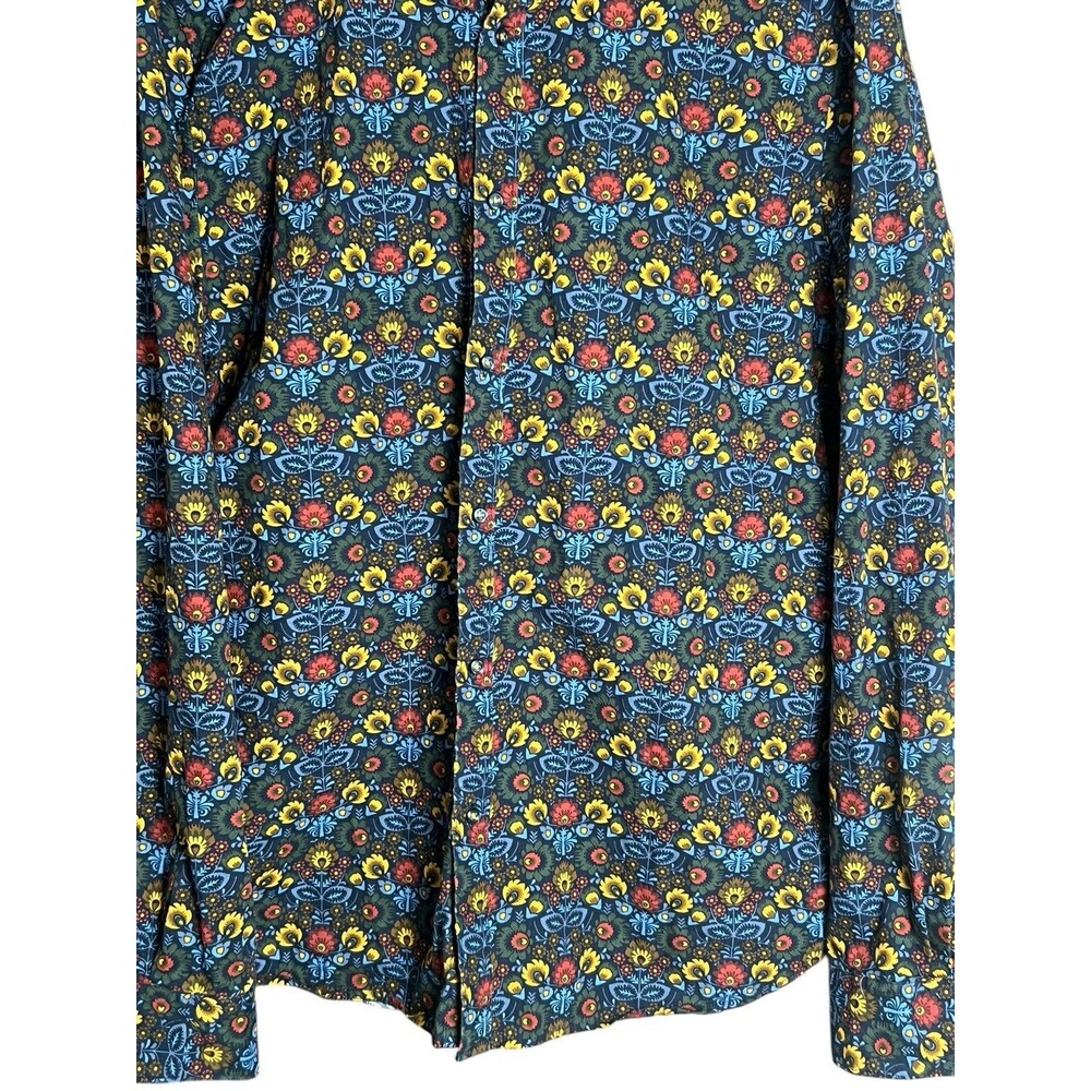 Porter & Ash Adult X Large Navy Floral Button Up Long Sleeve Beach Spring - Picture 3 of 11